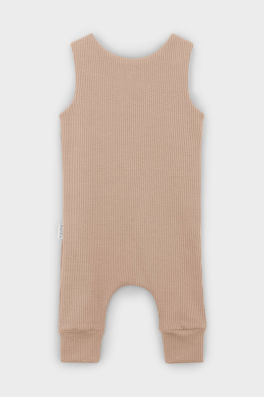 Velvet Mocha Dungarees Romper | Embroidery Available