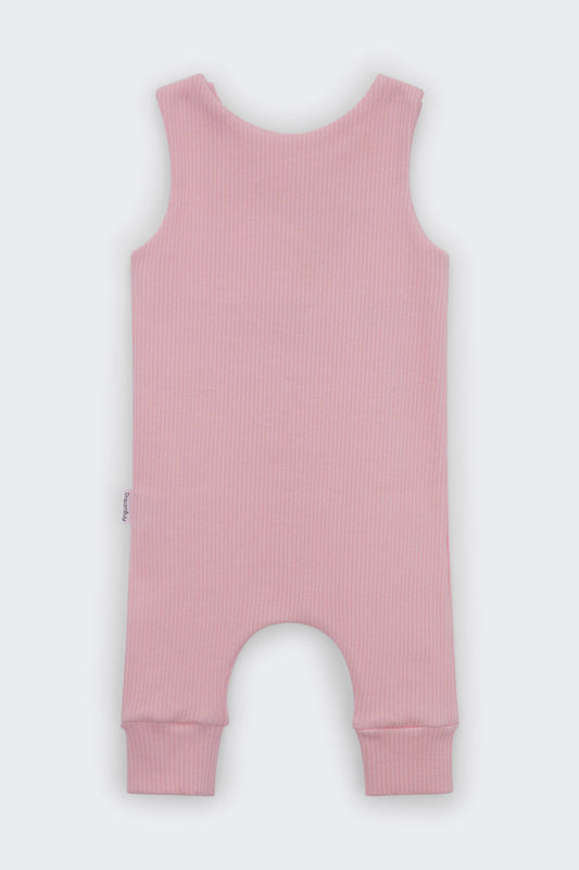 Sweet Pink Dungarees Romper | Embroidery Available
