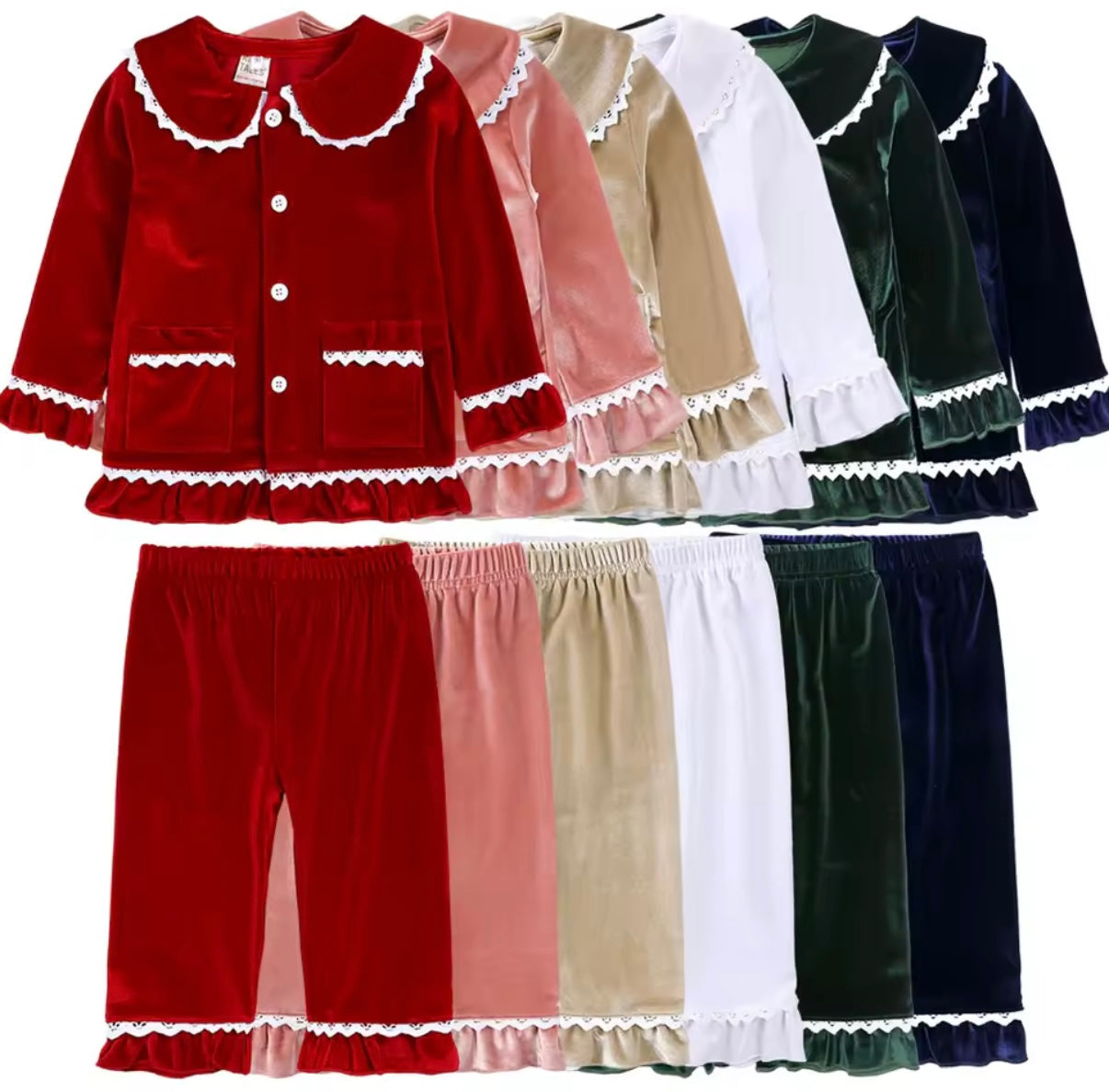 Velvet Frill Children’s Christmas Pyjamas