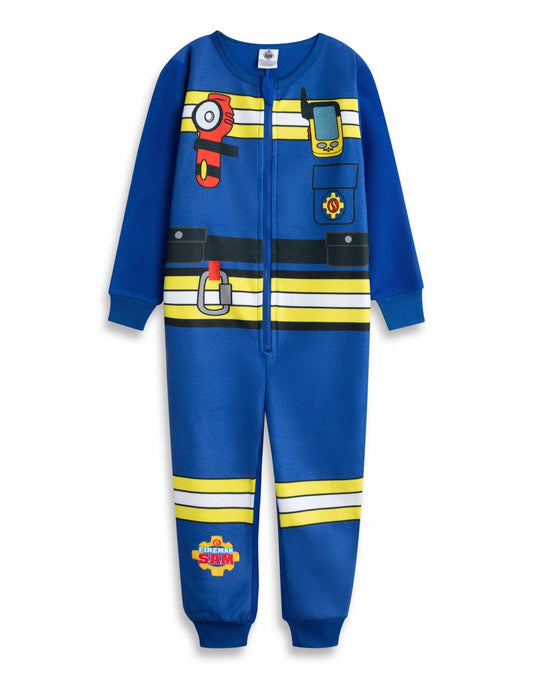 Fireman Sam Boys Blue Fire Suit Uniform Onesie