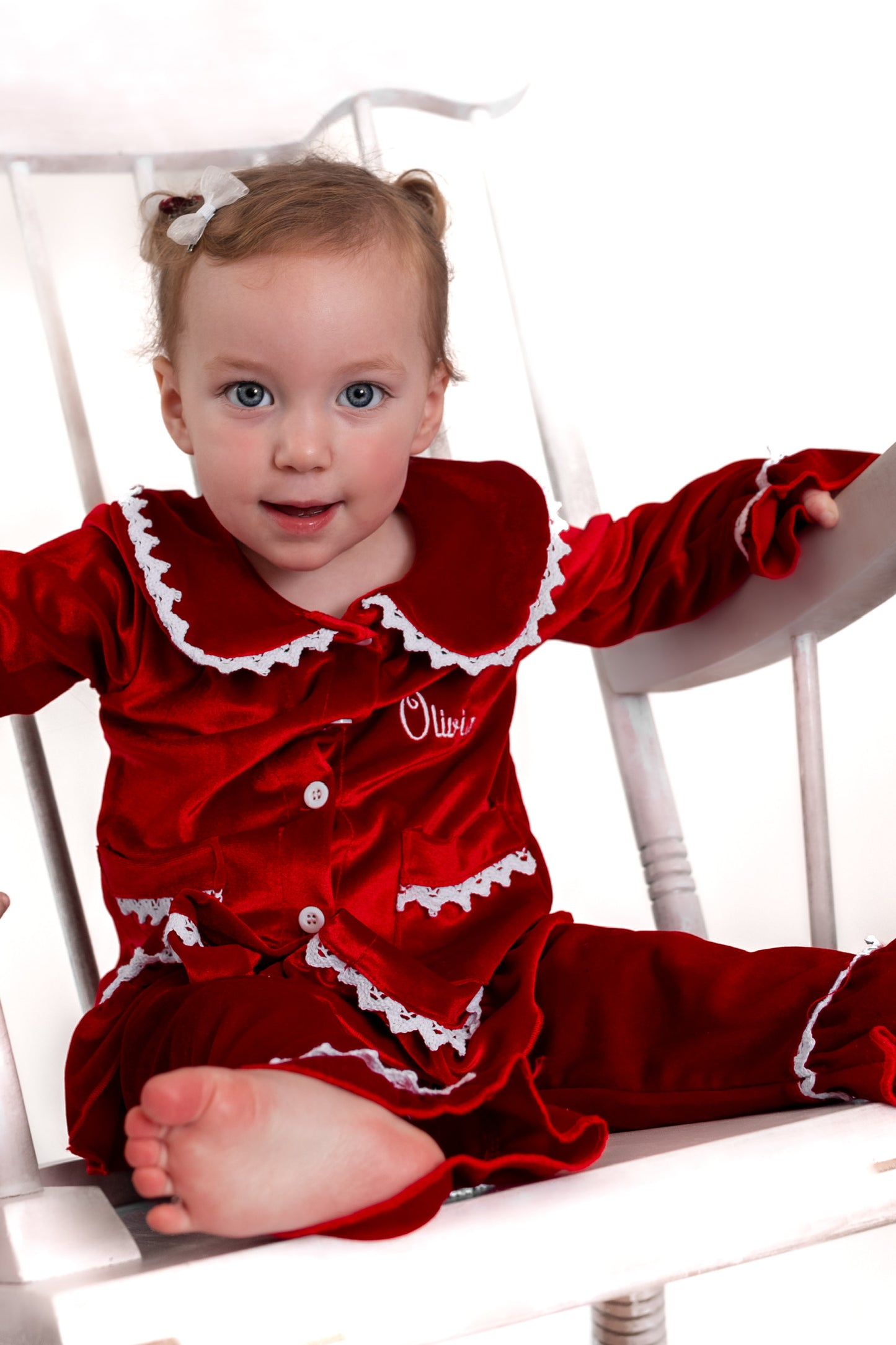Velvet Frill Children’s Christmas Pyjamas