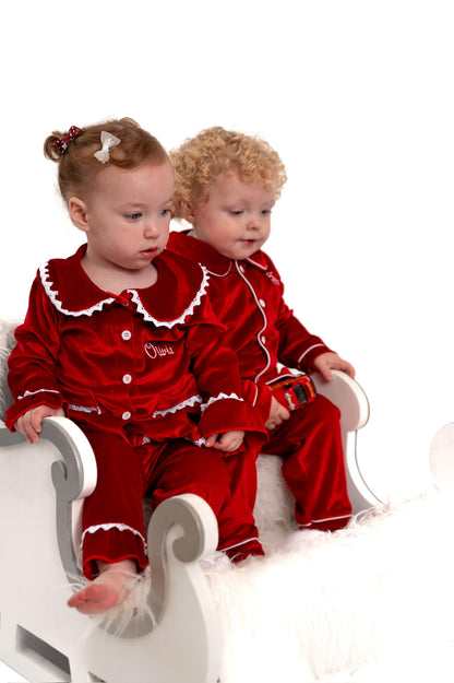 Embroidered Velvet Pyjamas