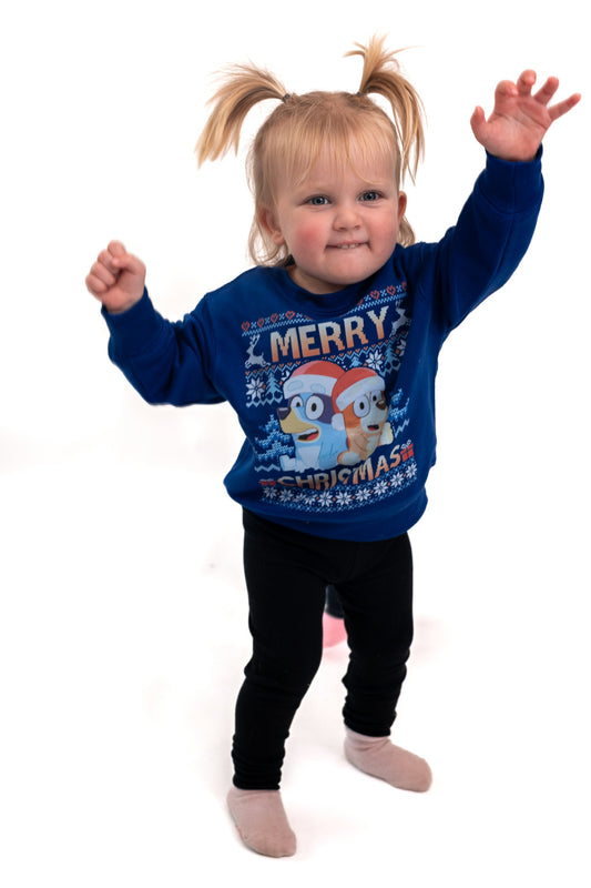 Bluey Knitted Style Children's Christmas T-shirt or Sweatshirt