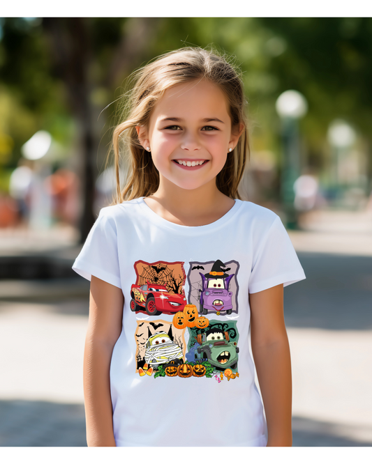Children's Cars Inspired Halloween Top - Spooky Faces