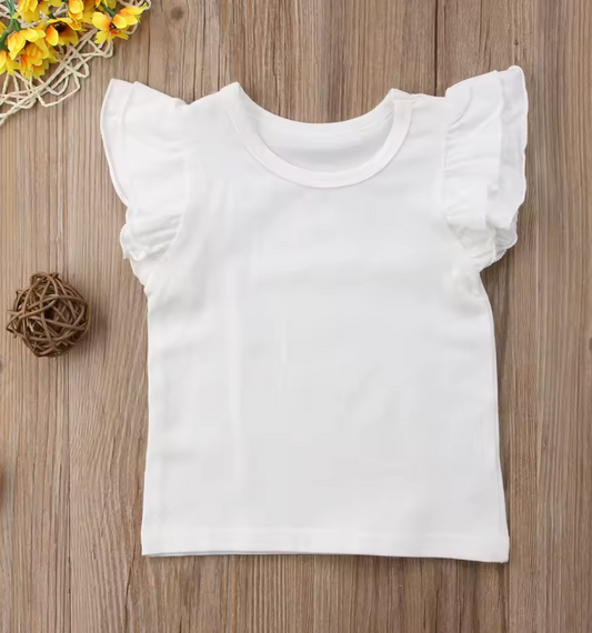 Frill Sleeve White Tee