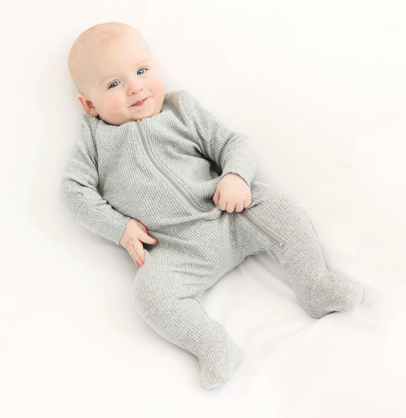 Zipped Embroidered Ribbed Sleepsuit| Colour Variants Available