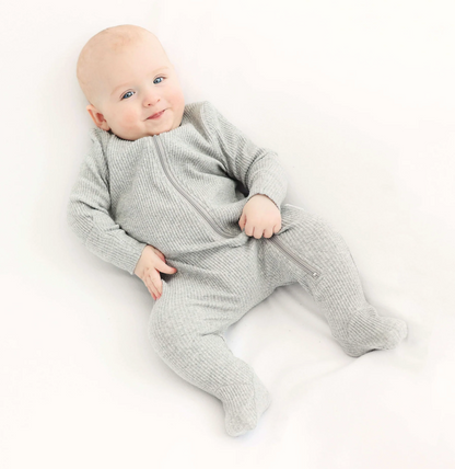 Zipped Embroidered Ribbed Sleepsuit| Colour Variants Available