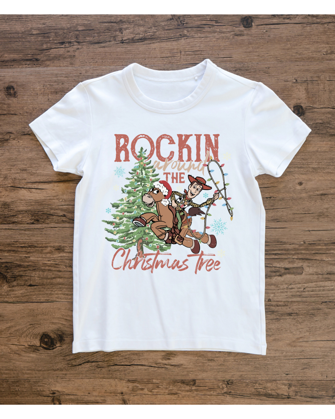 Bullseye Rockin' Around The Xmas Tree Kids Christmas T-shirt or Sweatshirt