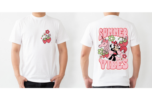 Summer Vibes Pink Strawberry Mouse inspired T-Shirt