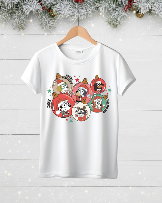 Children's Bluey Xmas Baubles Style T-shirt or Sweatshirt