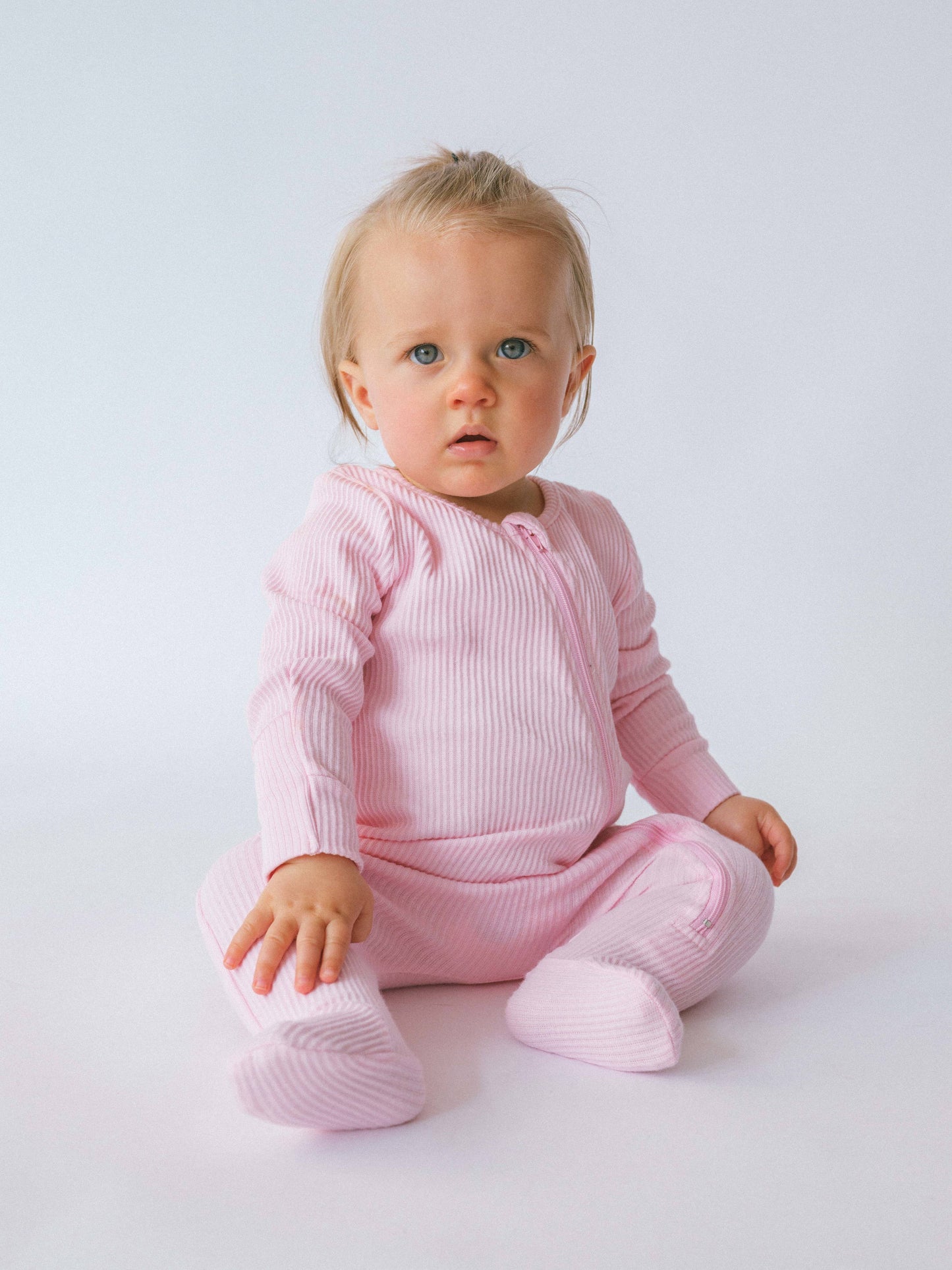 Zipped Embroidered Ribbed Sleepsuit| Colour Variants Available