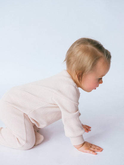 Zipped Embroidered Ribbed Sleepsuit| Colour Variants Available