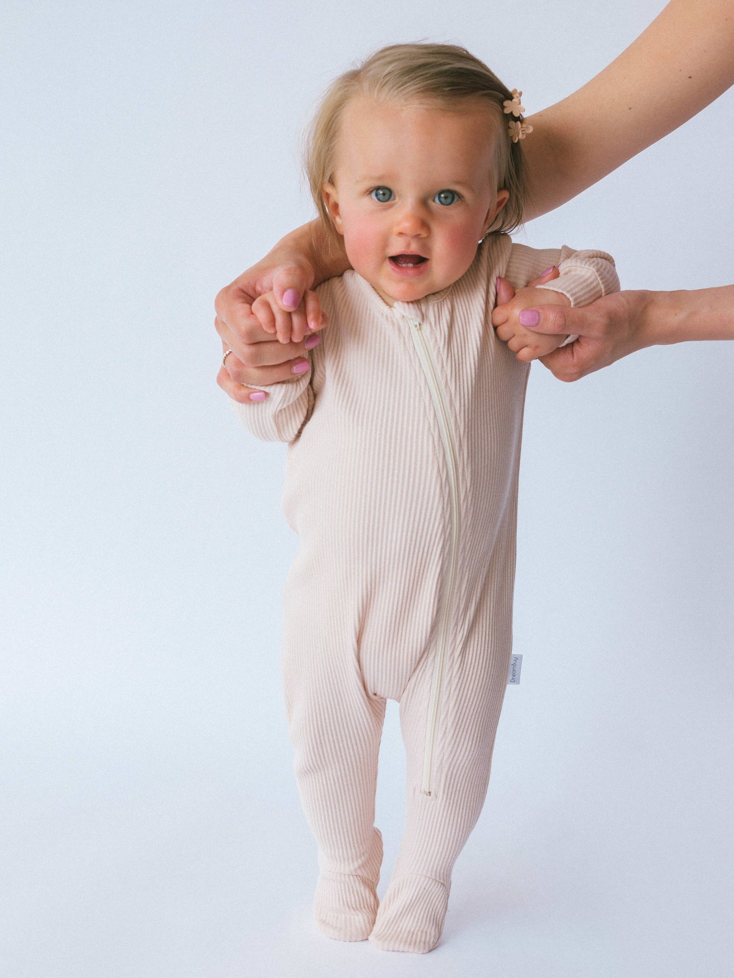 Zipped Embroidered Ribbed Sleepsuit| Colour Variants Available