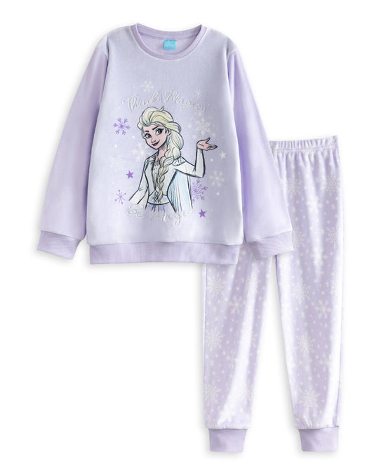 Disney Frozen Girls Purple Elsa Long Sleeve Long Leg Pyjama Set