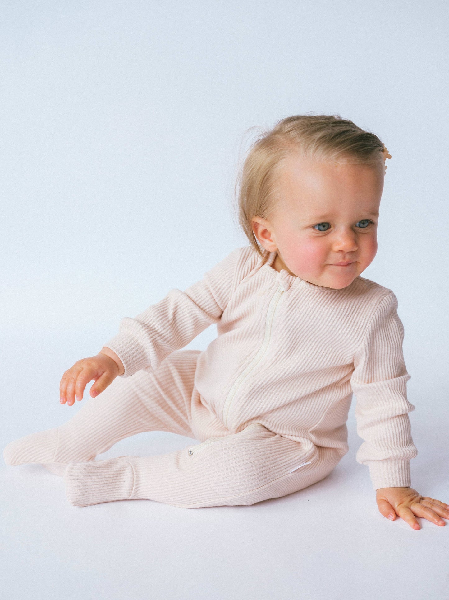 Zipped Embroidered Ribbed Sleepsuit| Colour Variants Available